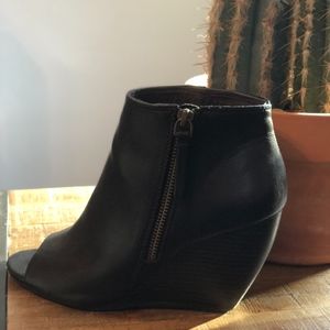 BC Black Peep Toe Wedge Ankle Bootie